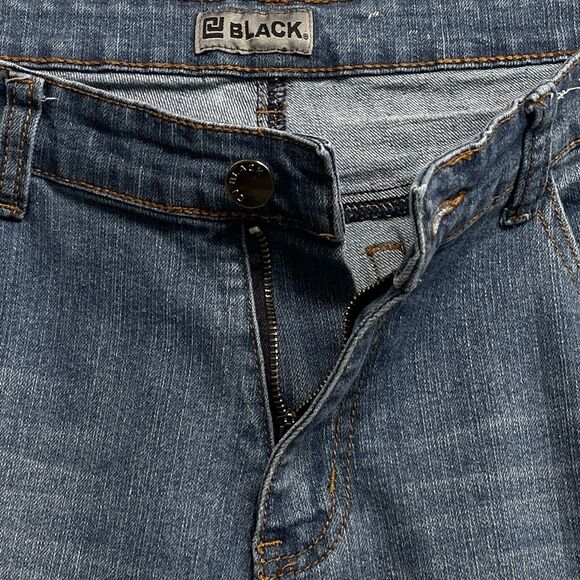 CJ Black SZ 38/32 Skinny Flex Jeans Medium Wash Whiskered Pockets Zip-Fly Mens - Picture 9 of 13